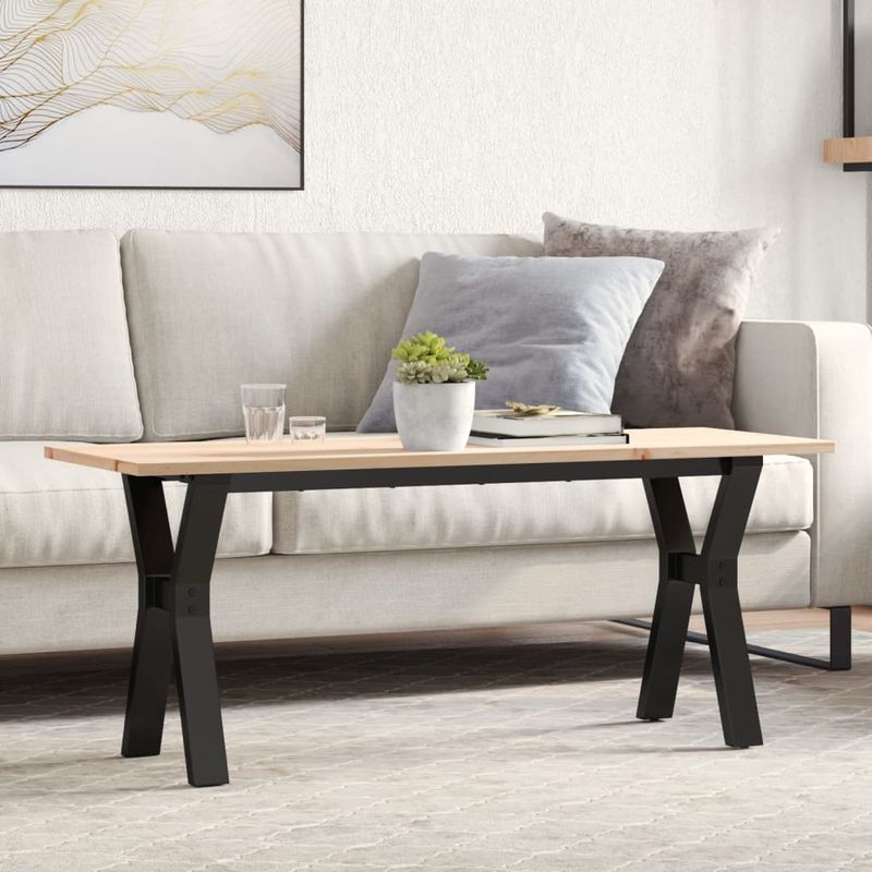 Casa si Gradina - Mobilier - Mese si birouri - Masute de cafea - Masa de cafea, cadru Y, 110x40x45 cm, lemn masiv pin si fonta - Infinity.ro