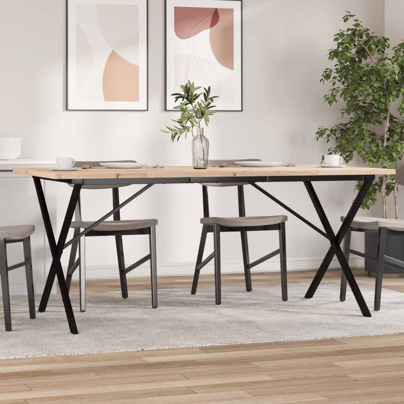 Casa si Gradina - Mobilier - Mese si birouri - Mese bucatarie si dining - Masa bucatarie, cadru X, 180x90x75,5 cm lemn masiv pin si fonta - Infinity.ro