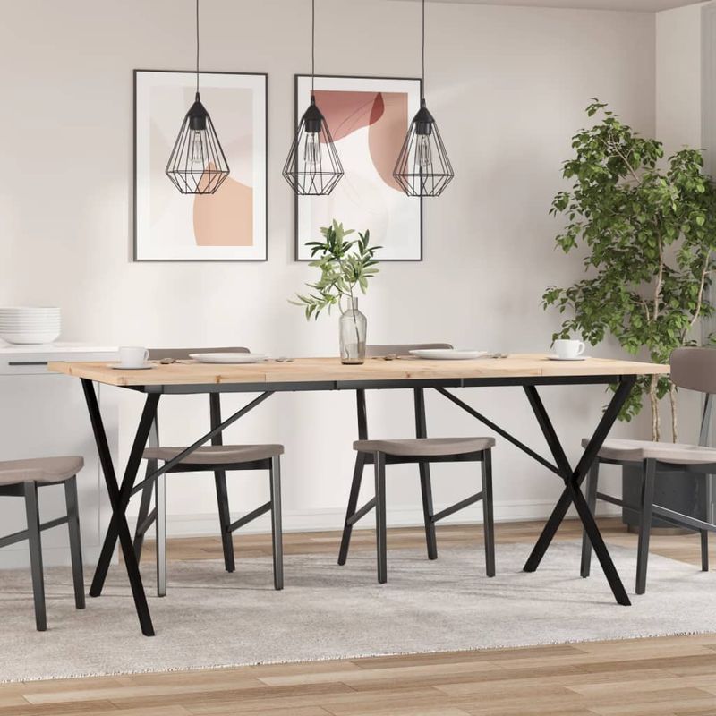 Casa si Gradina - Mobilier - Mese si birouri - Mese bucatarie si dining - Masa bucatarie, cadru X, 180x90x75,5 cm lemn masiv pin si fonta - Infinity.ro