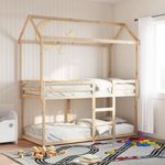 Casa si Gradina - Mobilier - Paturi si accesorii - Paturi - Pat supraetajat cu acoperis, 90x190 cm, lemn masiv de pin - Infinity.ro