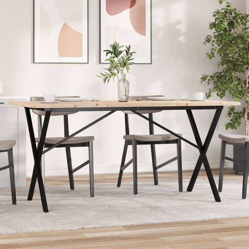 Casa si Gradina - Mobilier - Mese si birouri - Mese bucatarie si dining - Masa bucatarie, cadru X, 140x80x75,5 cm lemn masiv pin si fonta - Infinity.ro