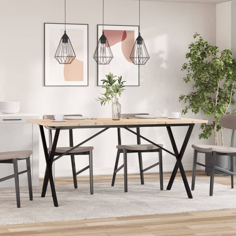 Casa si Gradina - Mobilier - Mese si birouri - Mese bucatarie si dining - Masa bucatarie, cadru X, 140x80x75,5 cm lemn masiv pin si fonta - Infinity.ro