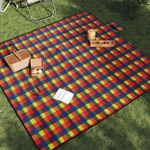 Sport si Outdoor - Camping - Accesorii camping si drumetii - Patura picnic pliabila, carouri multicolor, 200x200 cm catifea - Infinity.ro