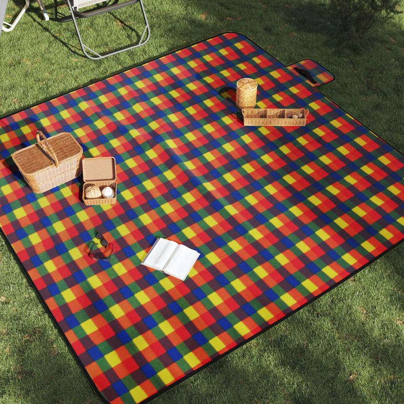 Sport si Outdoor - Camping - Accesorii camping si drumetii - Patura picnic pliabila, carouri multicolor, 200x200 cm catifea - Infinity.ro