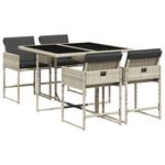 Casa si Gradina - Gradina si terasa - Mobilier exterior - Seturi mobila gradina - Set mobilier de gradina cu perne, 5 piese gri deschis poliratan - Infinity.ro