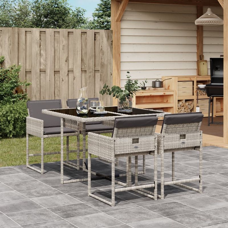 Casa si Gradina - Gradina si terasa - Mobilier exterior - Seturi mobila gradina - Set mobilier de gradina cu perne, 5 piese gri deschis poliratan - Infinity.ro