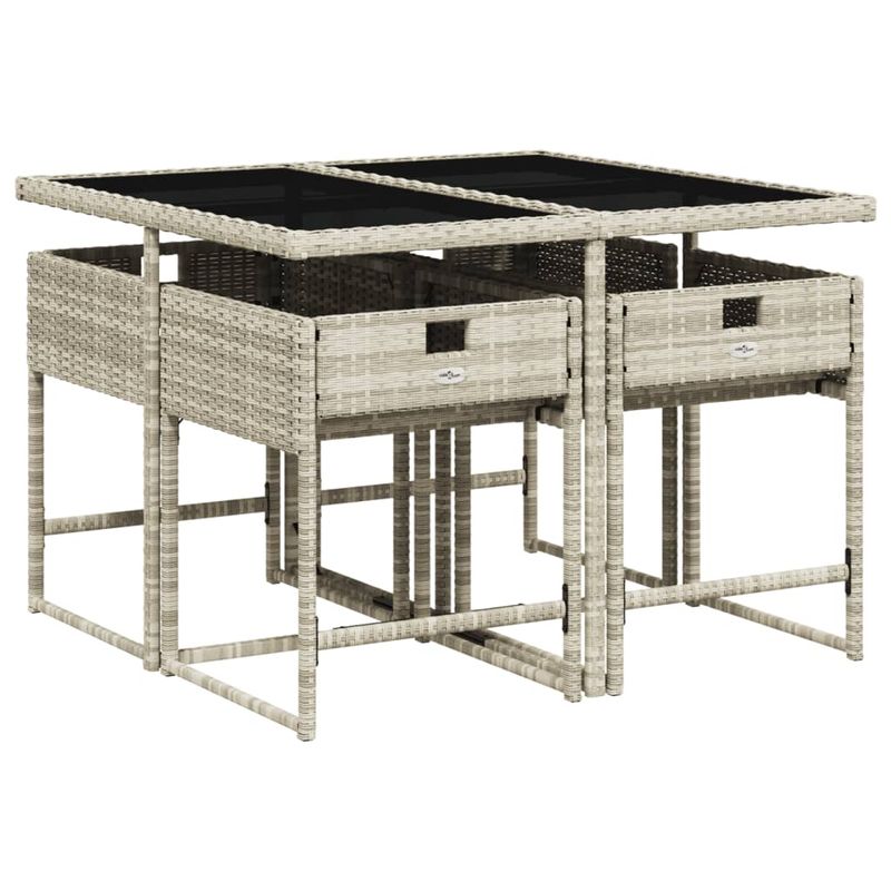 Casa si Gradina - Gradina si terasa - Mobilier exterior - Seturi mobila gradina - Set mobilier de gradina cu perne, 5 piese gri deschis poliratan - Infinity.ro