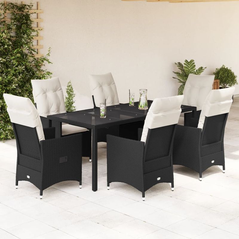 Casa si Gradina - Gradina si terasa - Mobilier exterior - Seturi mobila gradina - Set mobilier de gradina cu perne, 7 piese, negru, poliratan - Infinity.ro