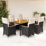 Casa si Gradina - Gradina si terasa - Mobilier exterior - Seturi mobila gradina - Set mobilier de gradina cu perne, 7 piese, negru, poliratan - Infinity.ro