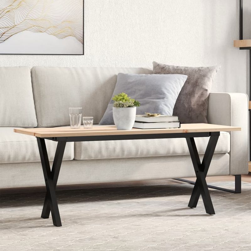 Casa si Gradina - Mobilier - Mese si birouri - Masute de cafea - Masa de cafea, cadru X, 110x40x45 cm, lemn masiv pin si fonta - Infinity.ro