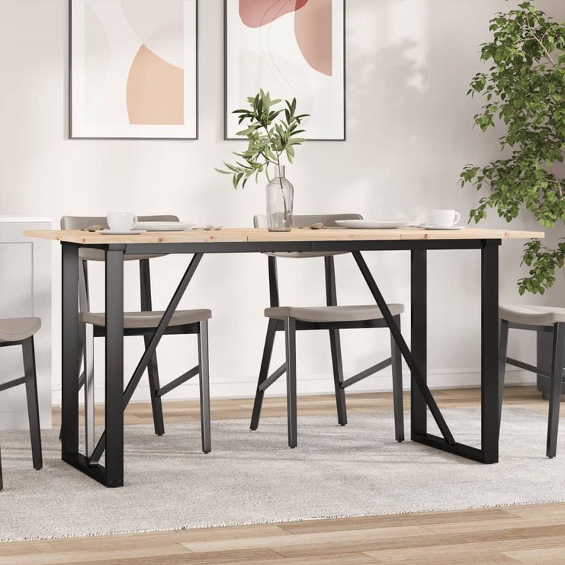 Casa si Gradina - Mobilier - Mese si birouri - Mese bucatarie si dining - Masa de bucatarie, cadru O, 160x80x75cm lemn masiv pin si fonta - Infinity.ro