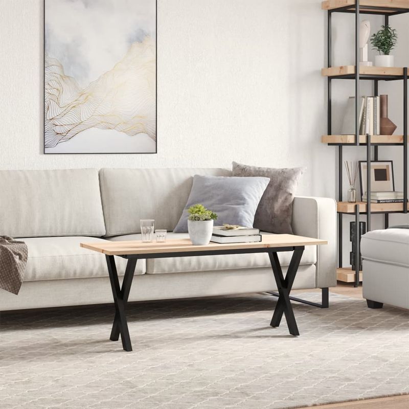 Casa si Gradina - Mobilier - Mese si birouri - Masute de cafea - Masa de cafea, cadru X, 110x40x45 cm, lemn masiv pin si fonta - Infinity.ro