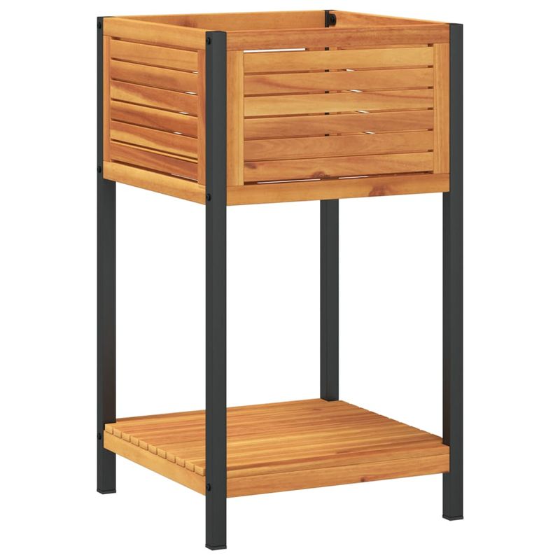 Casa si Gradina - Gradinarit si plante - Plante si ghivece - Ghivece si suporturi - Jardiniera de gradina cu raft 45x45x80cm lemn masiv acacia/otel - Infinity.ro