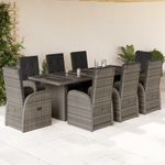 Casa si Gradina - Gradina si terasa - Mobilier exterior - Seturi mobila gradina - Set mobilier gradina cu perne, 9 piese, gri, poliratan - Infinity.ro