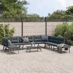 Casa si Gradina - Gradina si terasa - Mobilier exterior - Bancute de gradina - Banci de gradina cu perne 6 buc negru otel vopsit electrostatic - Infinity.ro