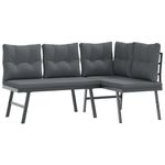 Casa si Gradina - Gradina si terasa - Mobilier exterior - Bancute de gradina - Banci de gradina cu perne 6 buc negru otel vopsit electrostatic - Infinity.ro