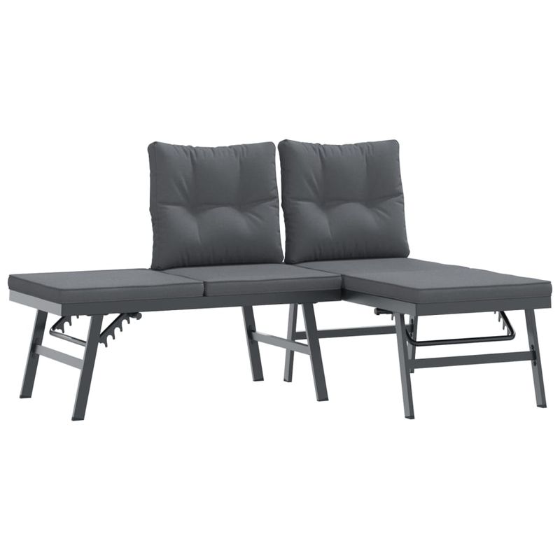 Casa si Gradina - Gradina si terasa - Mobilier exterior - Bancute de gradina - Banci de gradina cu perne 6 buc negru otel vopsit electrostatic - Infinity.ro