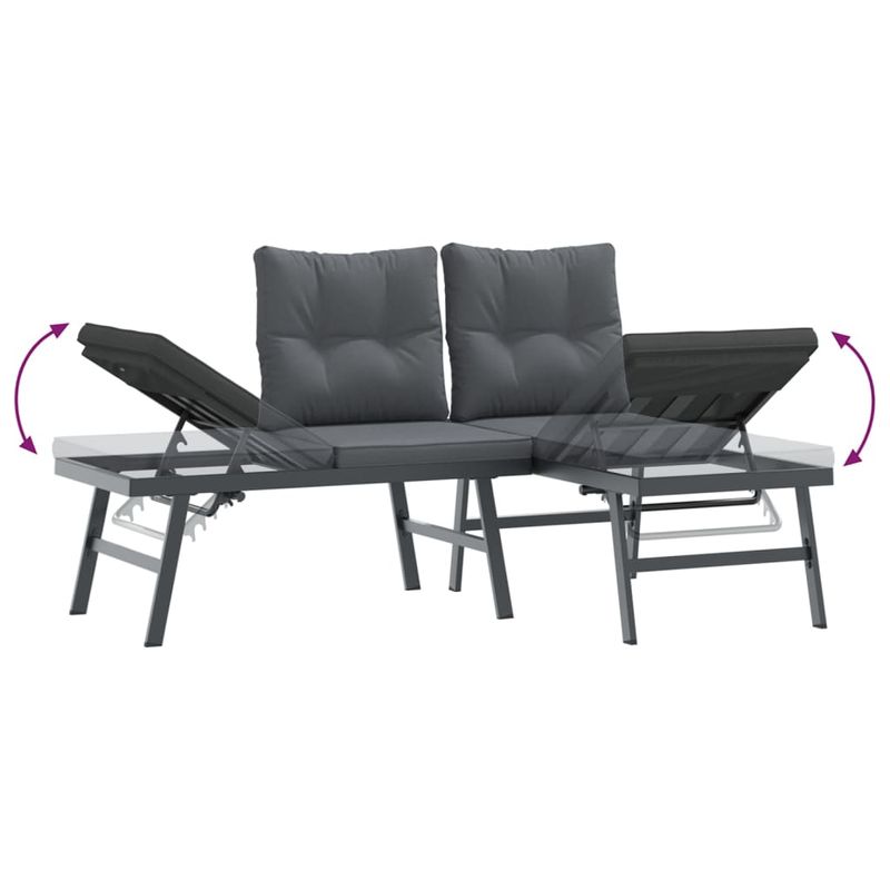 Casa si Gradina - Gradina si terasa - Mobilier exterior - Bancute de gradina - Banci de gradina cu perne 6 buc negru otel vopsit electrostatic - Infinity.ro