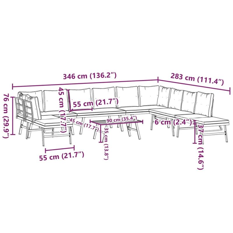 Casa si Gradina - Gradina si terasa - Mobilier exterior - Bancute de gradina - Banci de gradina cu perne 6 buc negru otel vopsit electrostatic - Infinity.ro