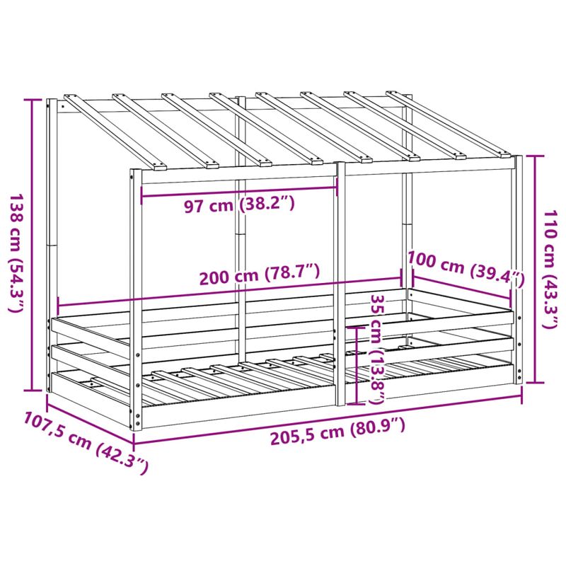 Casa si Gradina - Mobilier - Paturi si accesorii - Paturi - Acoperis pat de copii, alb, 100x200 cm, lemn masiv de pin - Infinity.ro
