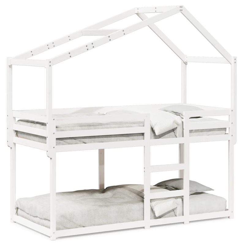 Casa si Gradina - Mobilier - Paturi si accesorii - Paturi - Pat supraetajat cu acoperis, alb, 90x190 cm, lemn masiv de pin - Infinity.ro