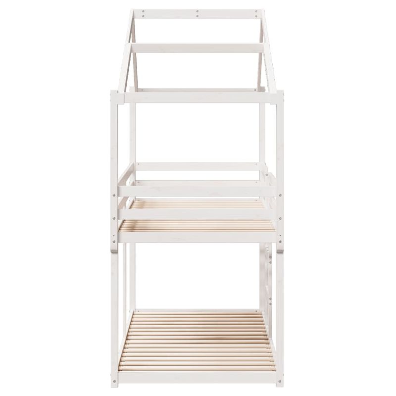 Casa si Gradina - Mobilier - Paturi si accesorii - Paturi - Pat supraetajat cu acoperis, alb, 90x190 cm, lemn masiv de pin - Infinity.ro