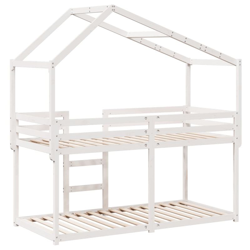 Casa si Gradina - Mobilier - Paturi si accesorii - Paturi - Pat supraetajat cu acoperis, alb, 90x190 cm, lemn masiv de pin - Infinity.ro