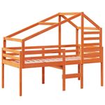 Casa si Gradina - Mobilier - Paturi si accesorii - Paturi - Pat inalt cu acoperis, maro ceruit, 75x190 cm, lemn masiv pin - Infinity.ro