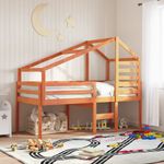 Casa si Gradina - Mobilier - Paturi si accesorii - Paturi - Pat inalt cu acoperis, maro ceruit, 75x190 cm, lemn masiv pin - Infinity.ro