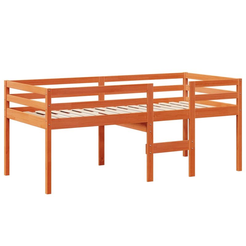 Casa si Gradina - Mobilier - Paturi si accesorii - Paturi - Pat inalt cu acoperis, maro ceruit, 75x190 cm, lemn masiv pin - Infinity.ro