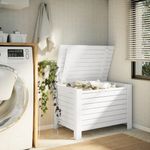 Casa si Gradina - Mobilier - Organizare si depozitare - Cutii depozitare - Cutie depozitare capac "RANA", alb, 100x49x54cm, lemn masiv pin, model dungi orizontale - Infinity.ro