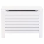 Casa si Gradina - Mobilier - Organizare si depozitare - Cutii depozitare - Cutie depozitare capac "RANA", alb, 100x49x54cm, lemn masiv pin, model dungi orizontale - Infinity.ro