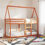 Casa si Gradina - Mobilier - Paturi si accesorii - Paturi - Pat supraetajat cu acoperis maro ceruit 80x200cm lemn masiv pin - Infinity.ro