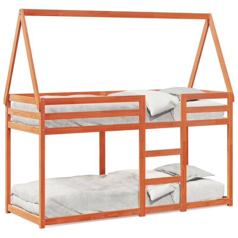 Casa si Gradina - Mobilier - Paturi si accesorii - Paturi - Pat supraetajat cu acoperis maro ceruit 80x200cm lemn masiv pin - Infinity.ro