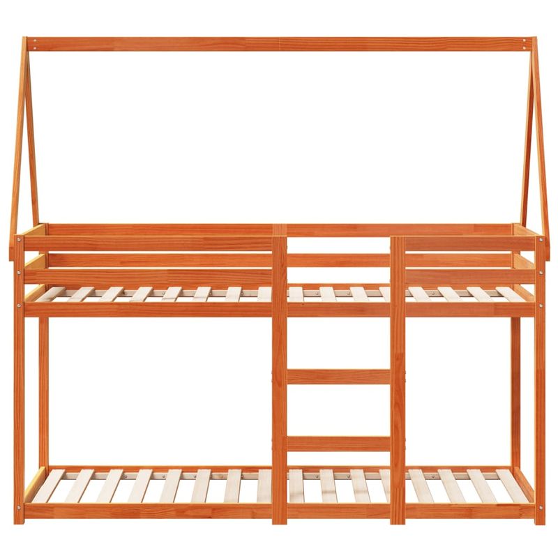 Casa si Gradina - Mobilier - Paturi si accesorii - Paturi - Pat supraetajat cu acoperis maro ceruit 80x200cm lemn masiv pin - Infinity.ro