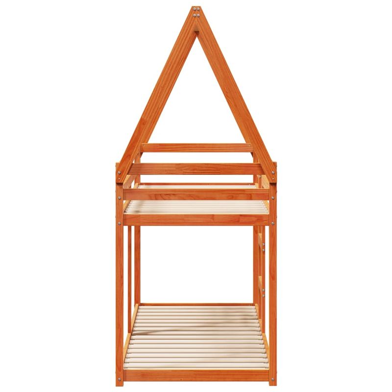 Casa si Gradina - Mobilier - Paturi si accesorii - Paturi - Pat supraetajat cu acoperis maro ceruit 80x200cm lemn masiv pin - Infinity.ro