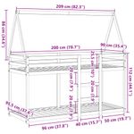 Casa si Gradina - Mobilier - Paturi si accesorii - Paturi - Pat supraetajat cu acoperis maro ceruit 80x200cm lemn masiv pin - Infinity.ro