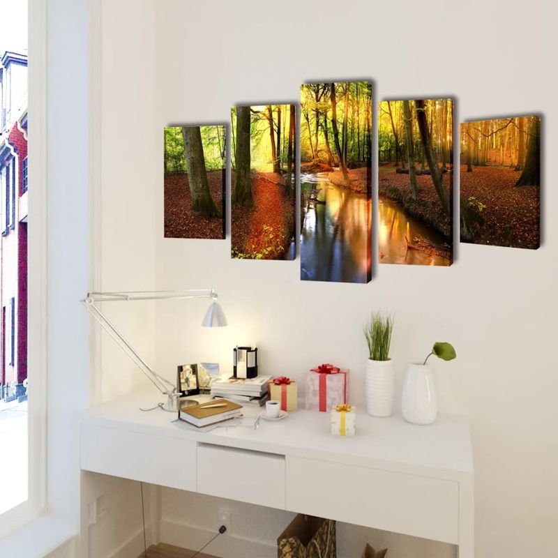 Casa si Gradina - Decoratiuni - Tablouri - Set de tablouri din panza cu tema padure 100 x 50 cm - Infinity.ro