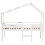 Casa si Gradina - Mobilier - Paturi si accesorii - Paturi - Pat inalt cu acoperis, alb, 75x190 cm, lemn masiv de pin - Infinity.ro
