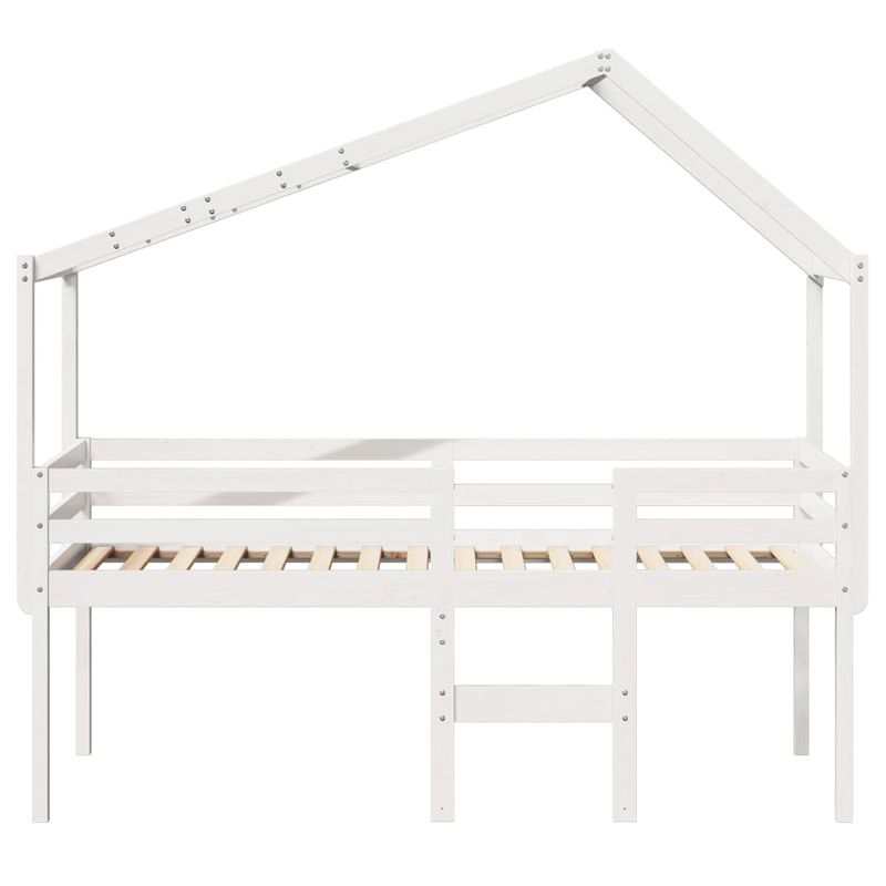 Casa si Gradina - Mobilier - Paturi si accesorii - Paturi - Pat inalt cu acoperis, alb, 75x190 cm, lemn masiv de pin - Infinity.ro