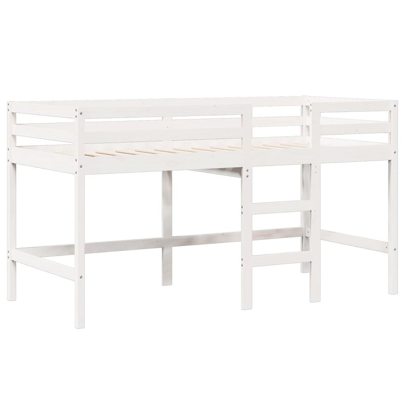 Casa si Gradina - Mobilier - Paturi si accesorii - Paturi - Pat inalt cu acoperis, alb, 75x190 cm, lemn masiv de pin - Infinity.ro
