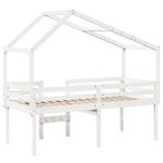 Casa si Gradina - Mobilier - Paturi si accesorii - Paturi - Pat inalt cu acoperis, alb, 75x190 cm, lemn masiv de pin - Infinity.ro
