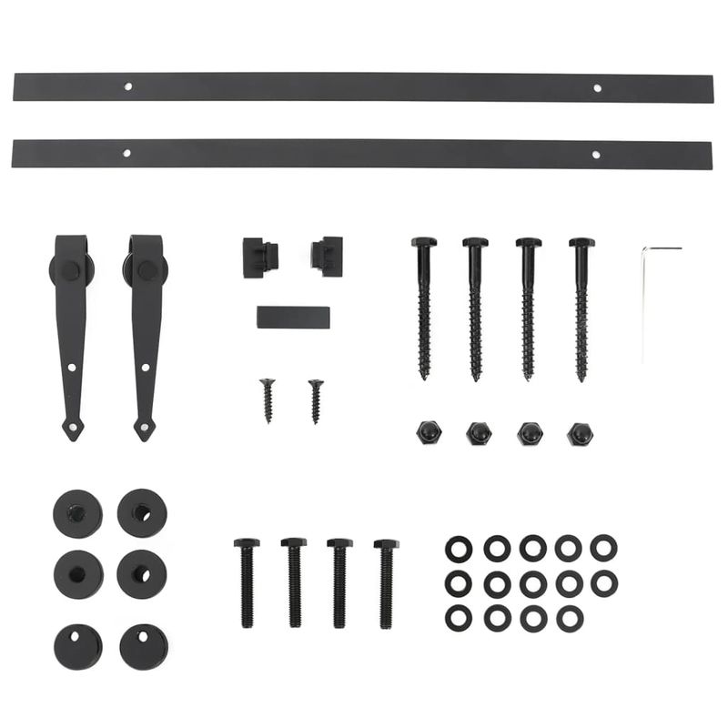 Casa si Gradina - Constructii - Scule de mana si unelte - Accesorii scule de mana - Set glisare usa mini pentru dulap, negru, otel carbon, 122 cm - Infinity.ro