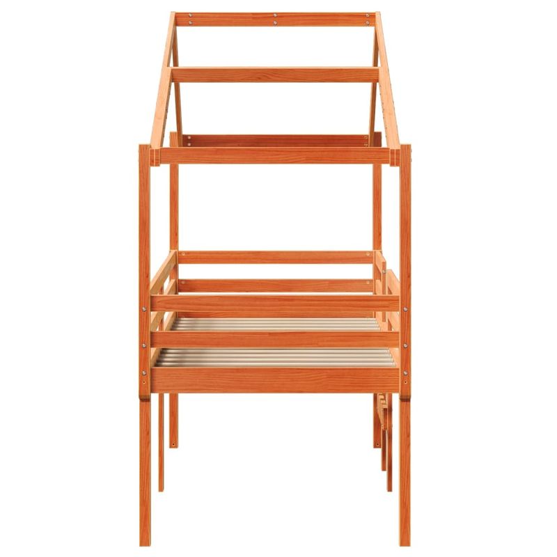 Casa si Gradina - Mobilier - Paturi si accesorii - Paturi - Pat inalt cu acoperis, maro ceruit, 80x200 cm, lemn masiv pin - Infinity.ro