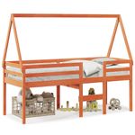 Casa si Gradina - Mobilier - Paturi si accesorii - Paturi - Pat inalt cu acoperis, maro ceruit, 80x200 cm, lemn masiv pin - Infinity.ro