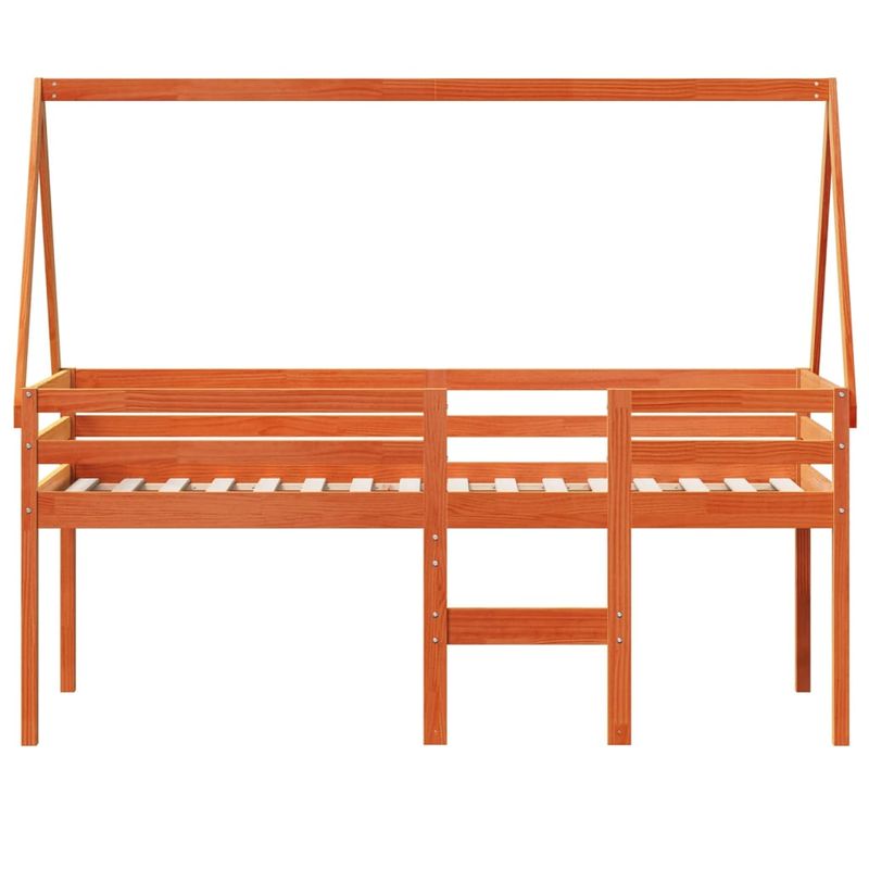 Casa si Gradina - Mobilier - Paturi si accesorii - Paturi - Pat inalt cu acoperis, maro ceruit, 80x200 cm, lemn masiv pin - Infinity.ro