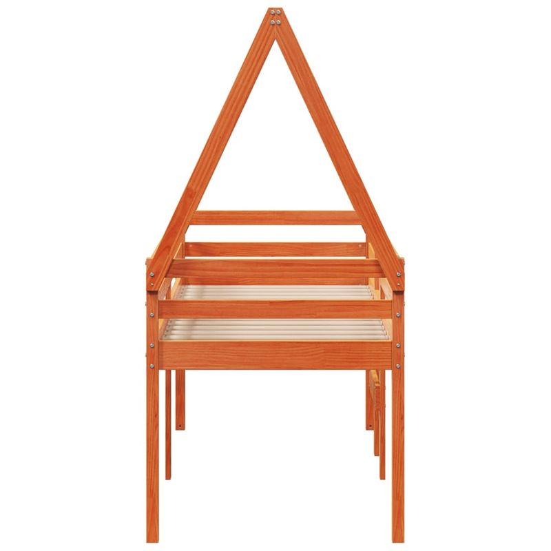 Casa si Gradina - Mobilier - Paturi si accesorii - Paturi - Pat inalt cu acoperis, maro ceruit, 80x200 cm, lemn masiv pin - Infinity.ro
