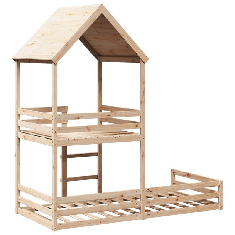 Casa si Gradina - Mobilier - Paturi si accesorii - Paturi - Pat supraetajat cu acoperis, alb, 80x200 cm, lemn masiv de pin - Infinity.ro