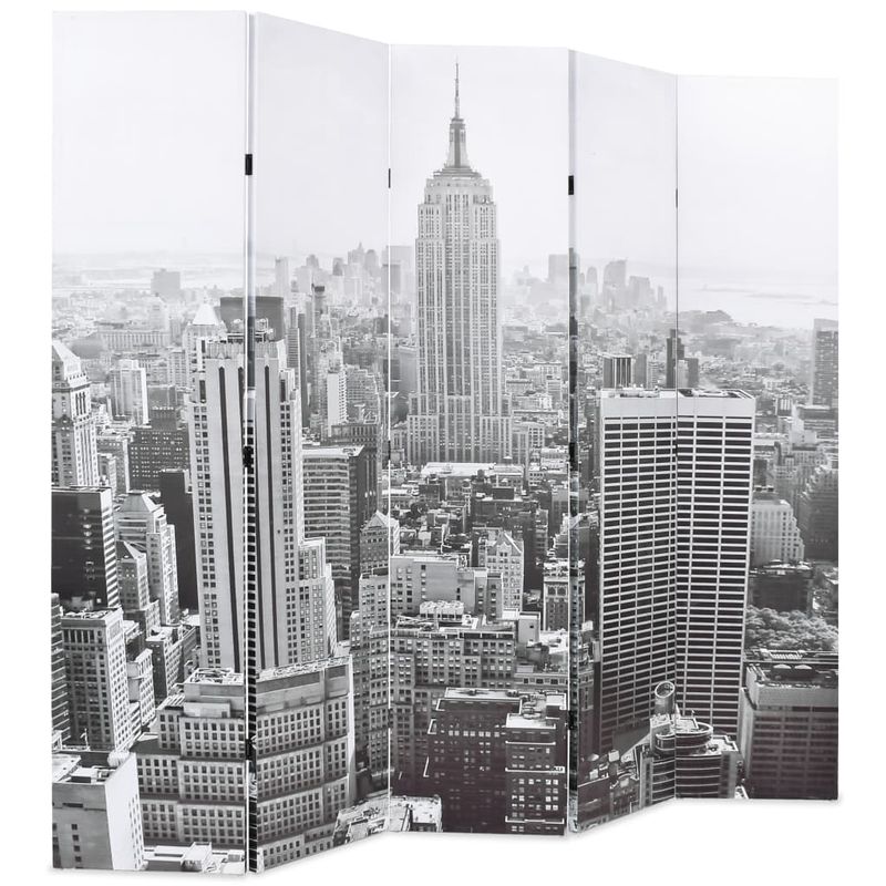 Casa si Gradina - Decoratiuni - Pereti despartitori si paravane - Paravan camera pliabil, 200x170 cm, New York pe zi, alb/negru - Infinity.ro
