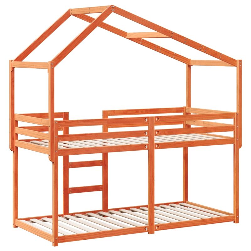 Casa si Gradina - Mobilier - Paturi si accesorii - Paturi - Pat supraetajat cu acoperis maro ceruit 80x200cm lemn masiv pin - Infinity.ro